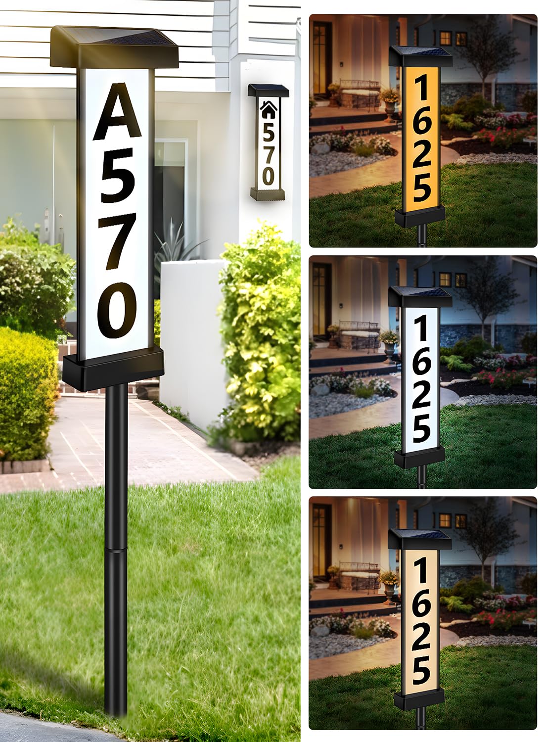 DBF Solar Address Sign dual-sided front view for day and night visibility