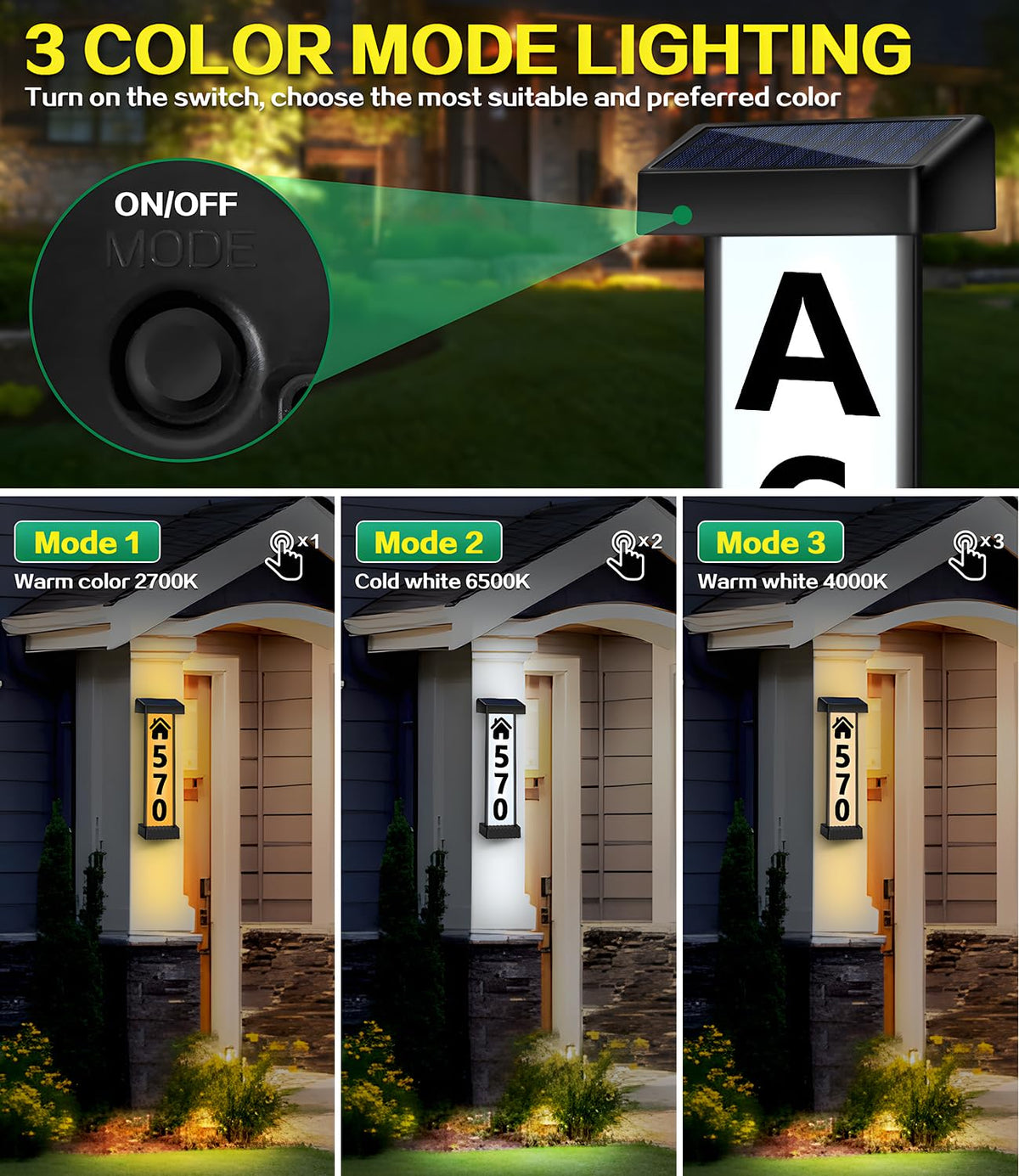 DBF Solar Address Sign night illumination highlights your address after dark