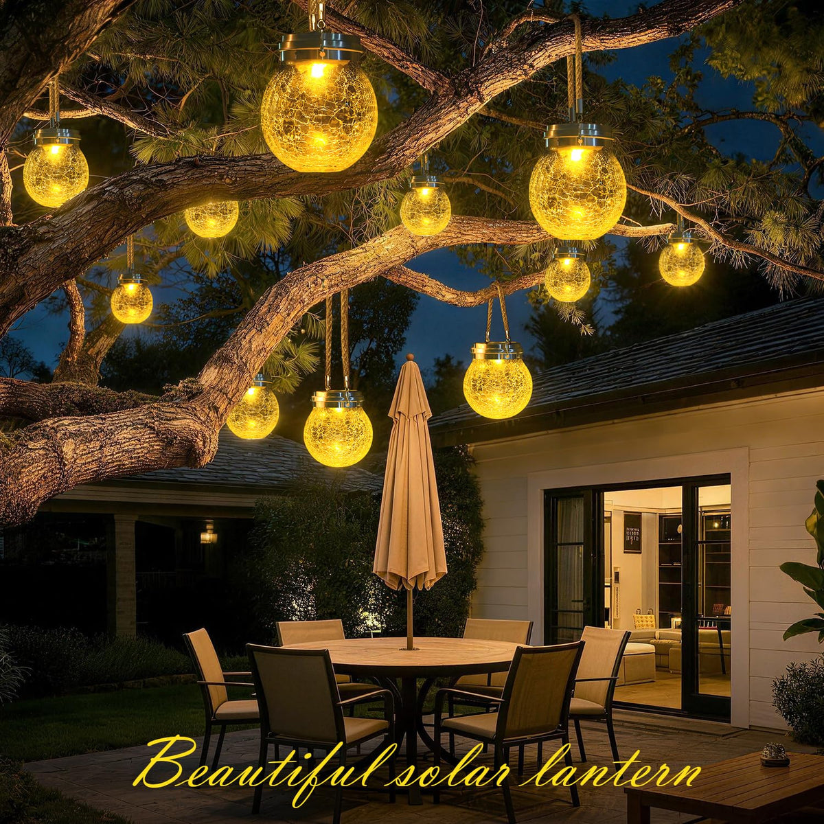 DBF Solar Lanterns amber warm mode creates soft outdoor ambience