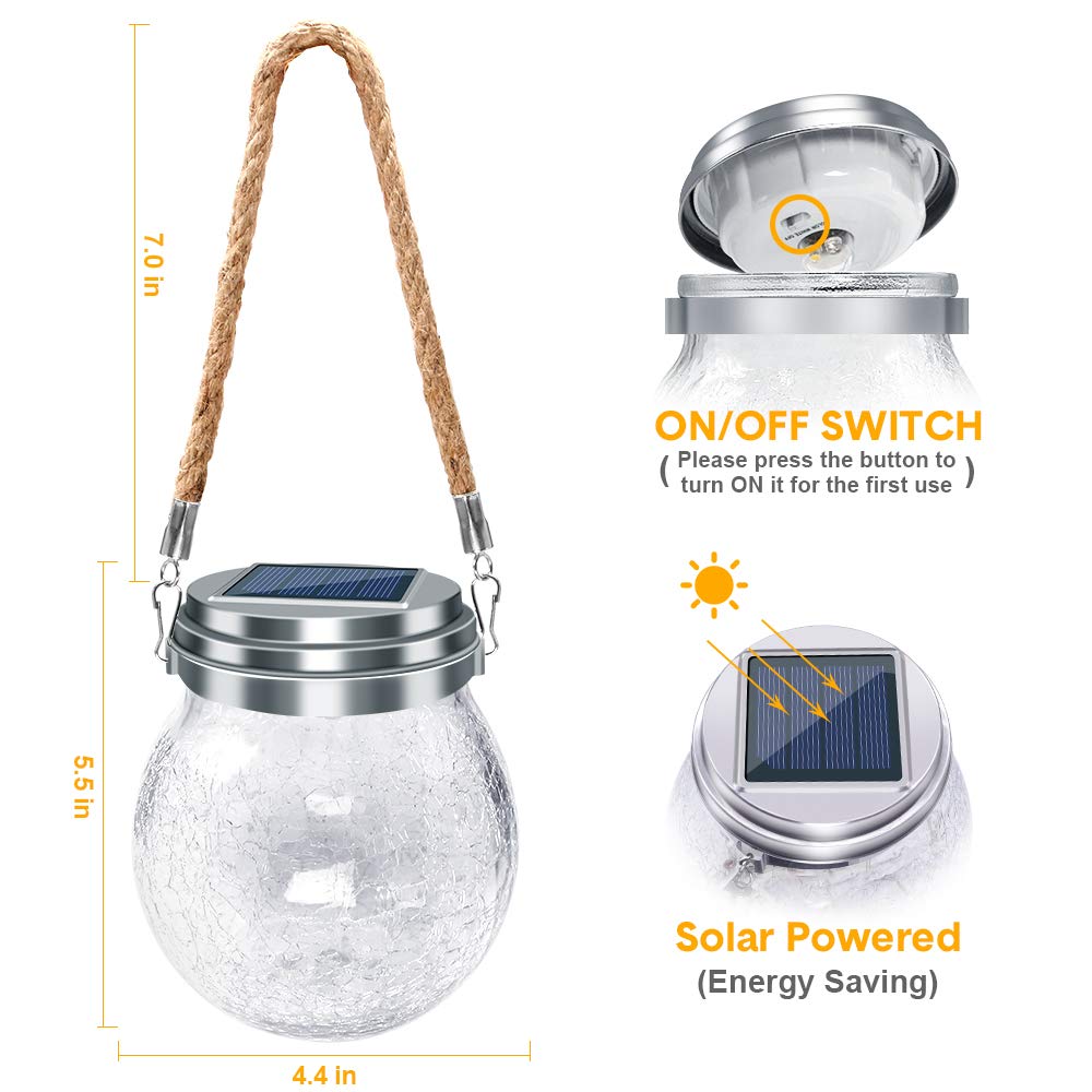 DBF Solar Lanterns crackle glass ball design enhances path lighting