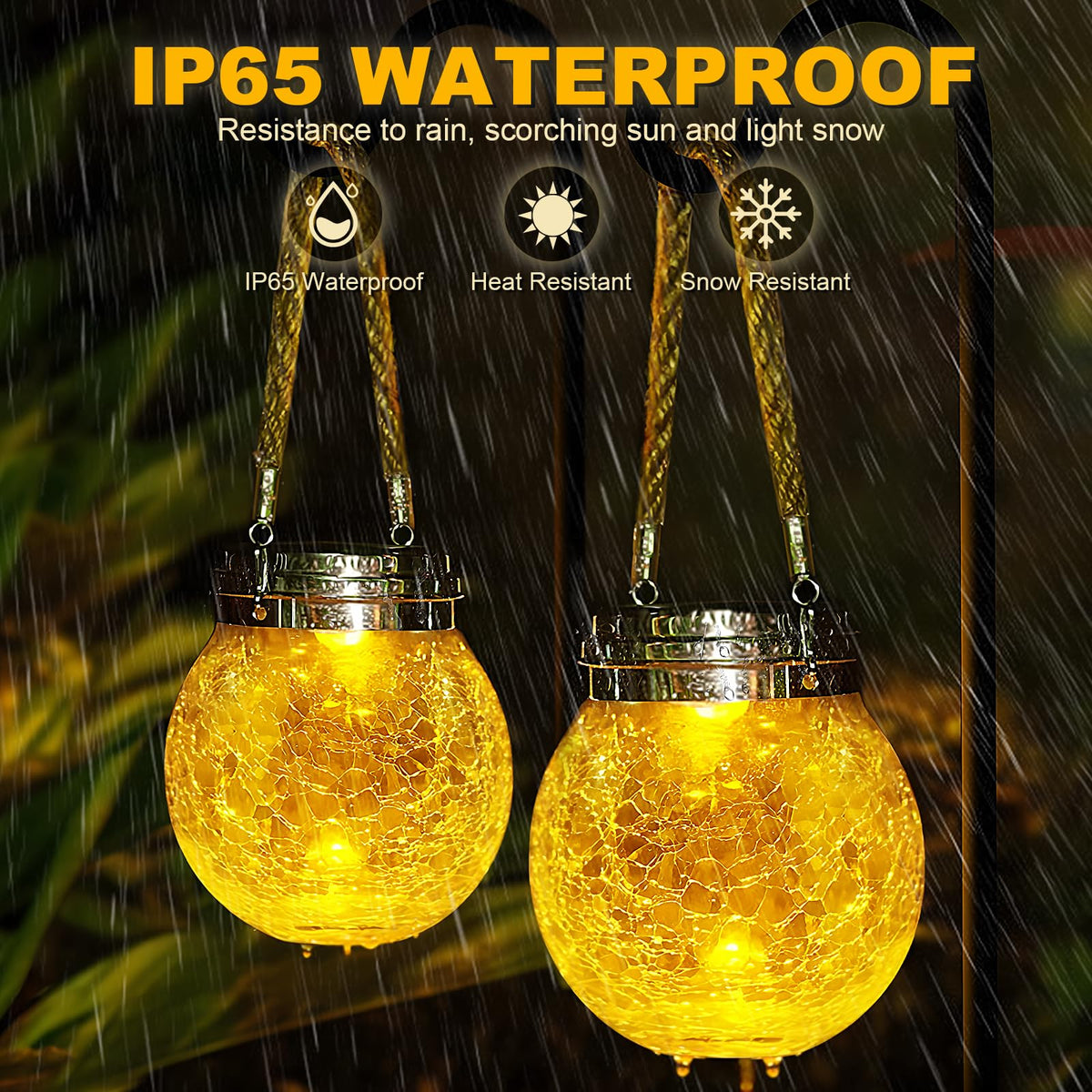 DBF Solar Lanterns IP65 waterproof housing withstands rain and snow