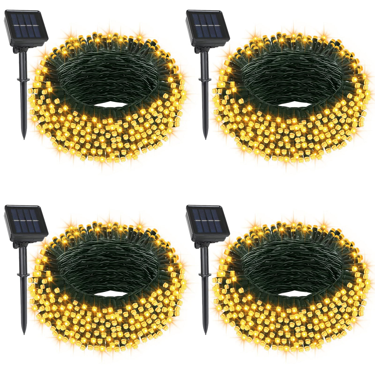 DBFAIRY 4-pack solar string lights illuminating a patio for a warm evening ambiance