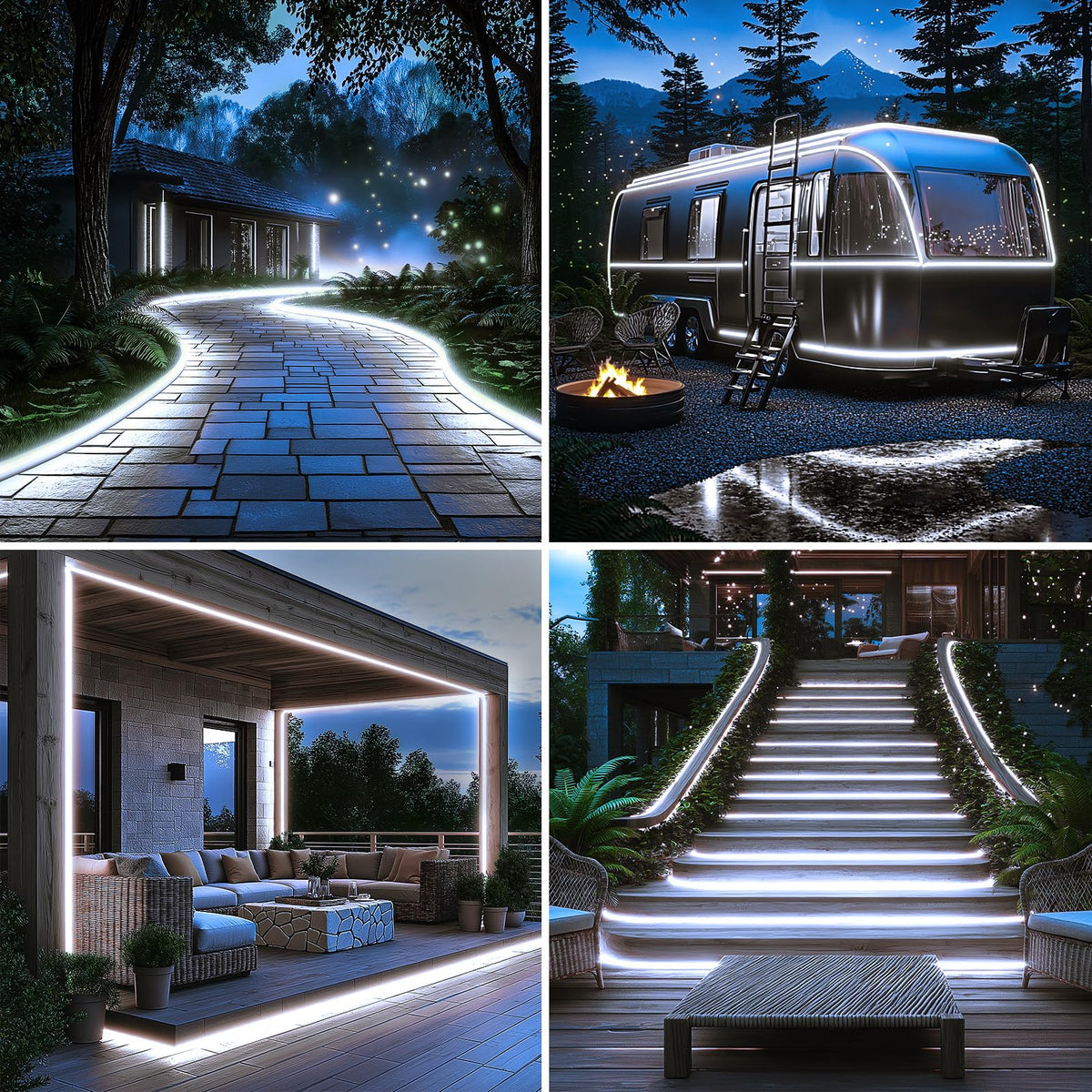 DBFAIRY 6000K cool white glow enhances outdoor dining