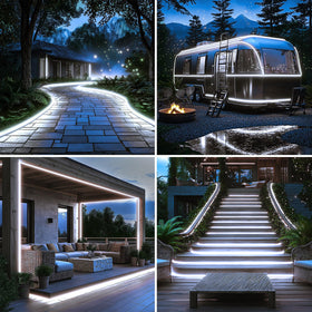 DBFAIRY 6000K cool white glow enhances outdoor dining
