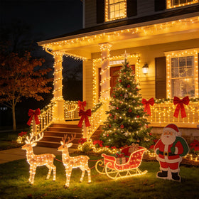DBFAIRY decorative solar lights along a porch railing for festive ambiance