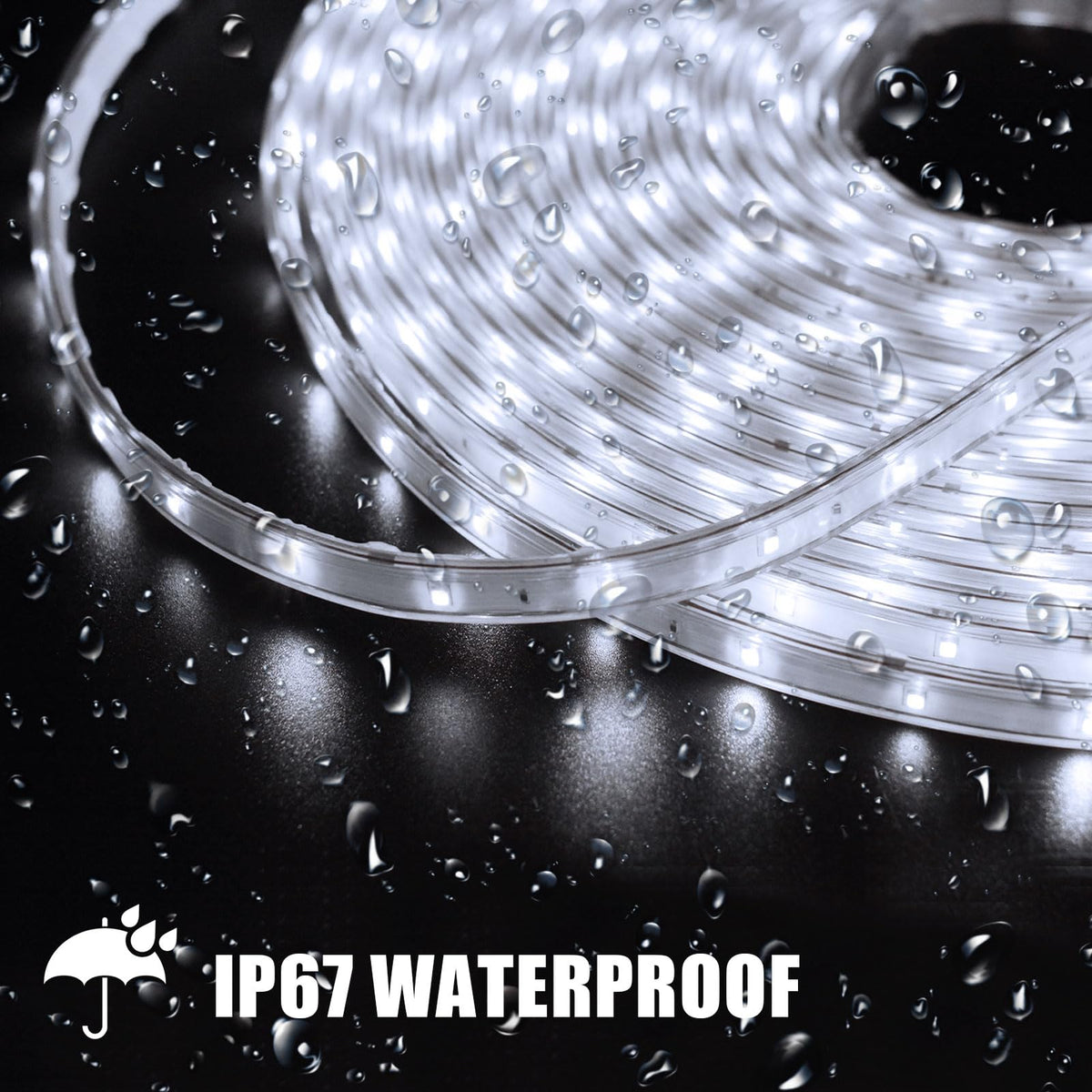DBFAIRY IP67 waterproof strip lights withstand rain for poolside use