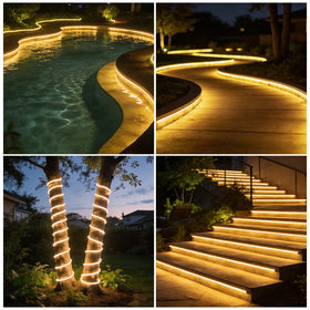 DBFAIRY warm white glow adds cozy atmosphere to outdoor spaces.