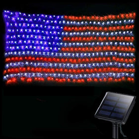 DBFAIRY solar American flag lights net brightens outdoor patriotism display