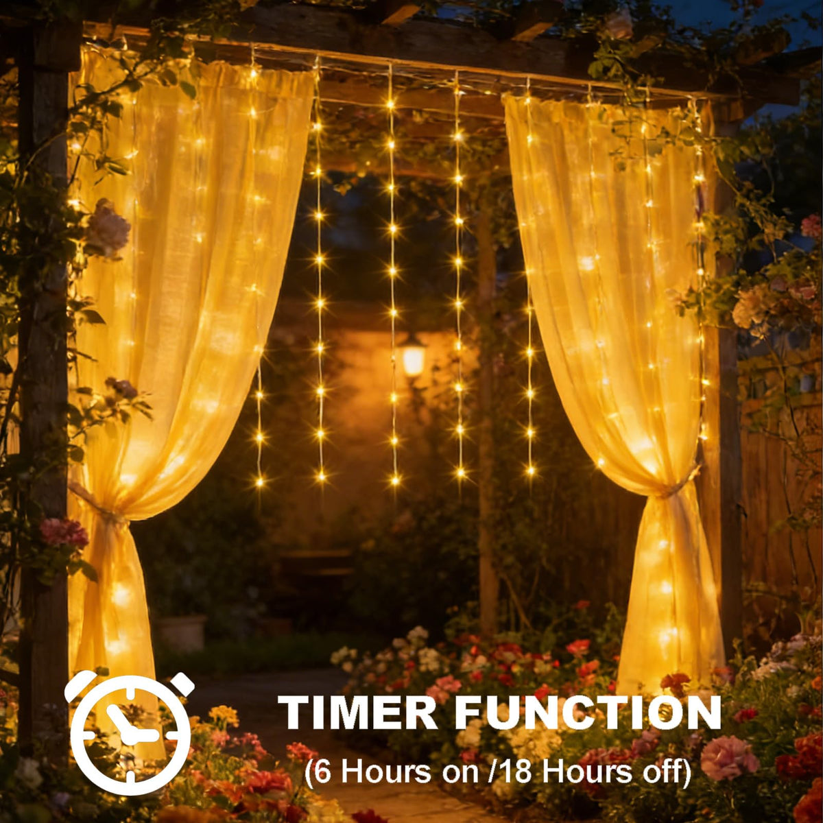 DBFAIRY IP65 waterproof curtain lights withstand rain and snow.