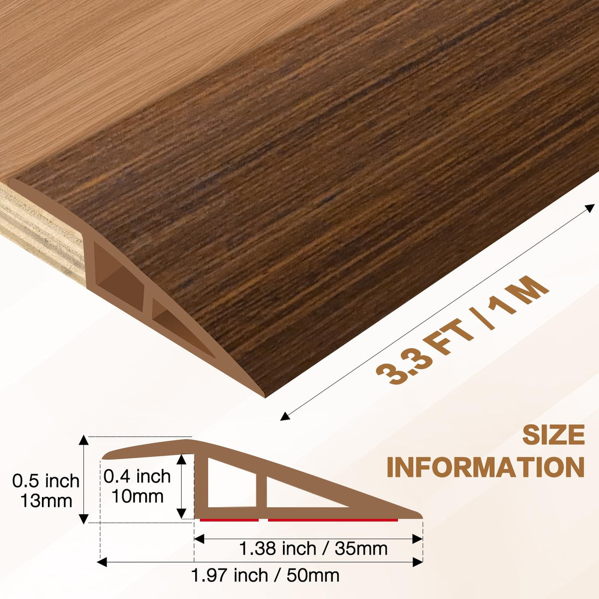 DBHXXMB-HH self-adhesive threshold with dual strips enables quick drill-free installation.