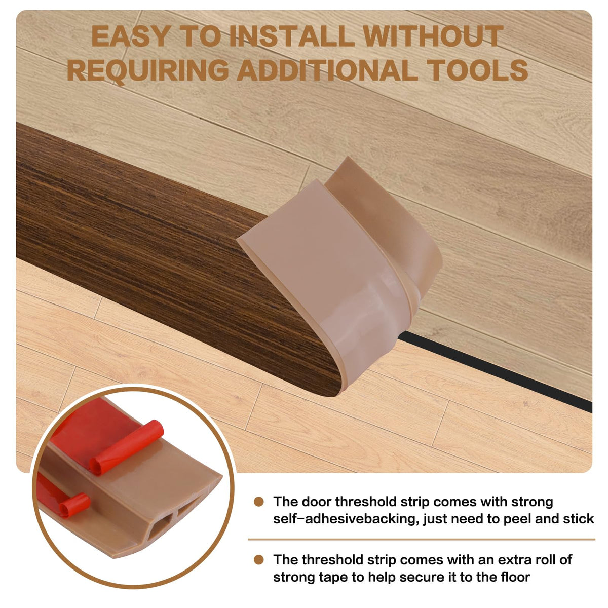 DBHXXMB-HH vinyl edge trim showing overlap reducer between laminate and carpet.