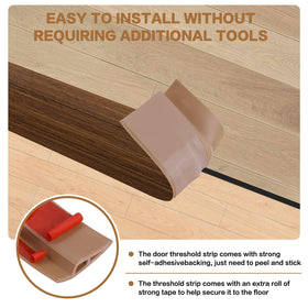 DBHXXMB-HH vinyl edge trim showing overlap reducer between laminate and carpet.