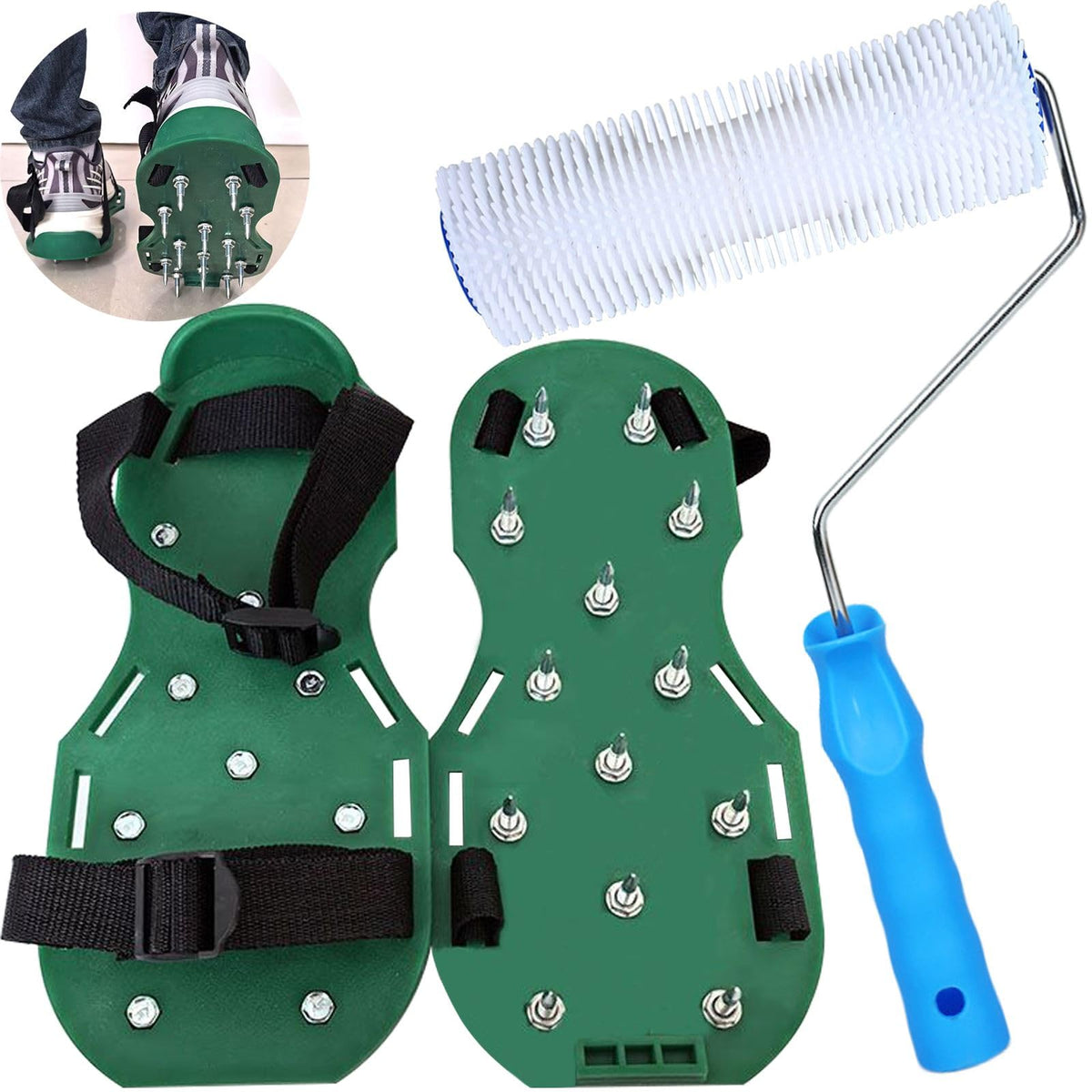 DBYANAN 9inch spike roller with handle smooths self-leveling concrete and reduces bubbles.