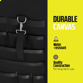 DC Cargo Mall organizer shows 21 pockets and loops for varied hand tools