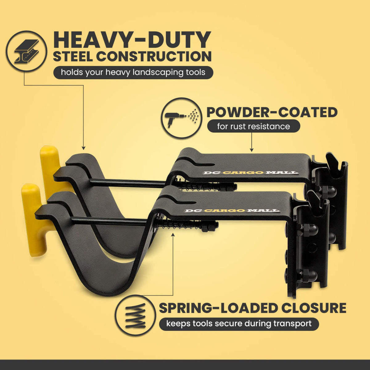 DC Cargo Mall E Track Tool Holder extra-depth mounts protect trimmer heads from wall contact
