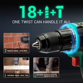 DCA 20V hammer drill 1/2-inch all-metal chuck ensures secure bit changes.