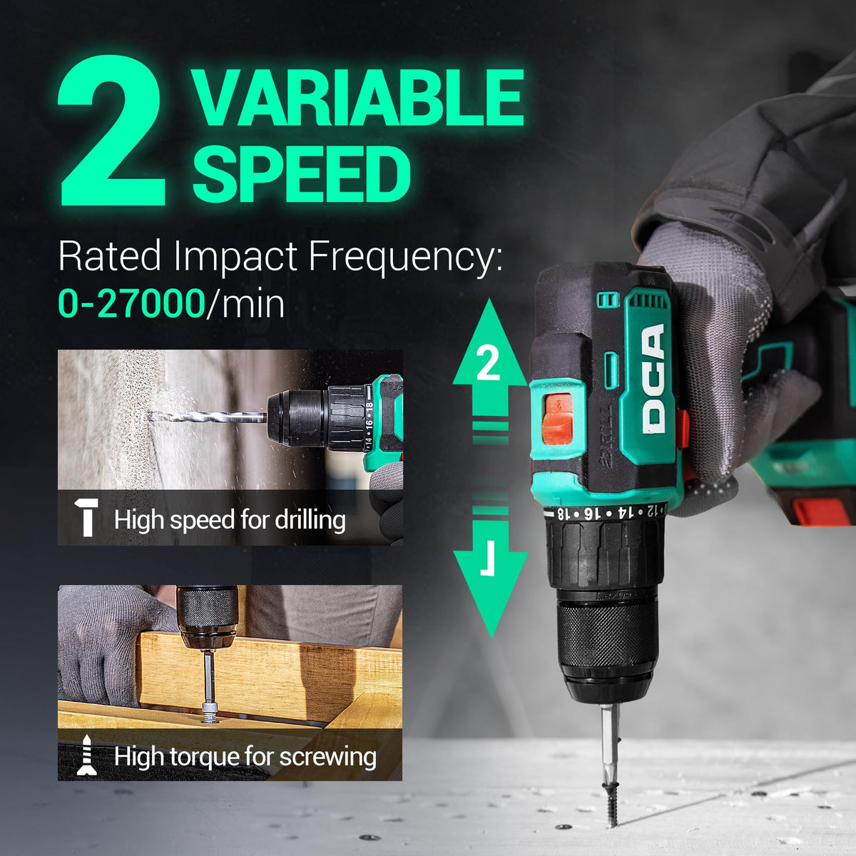 DCA 20V lightweight design at 1.3 kg aids extended use.