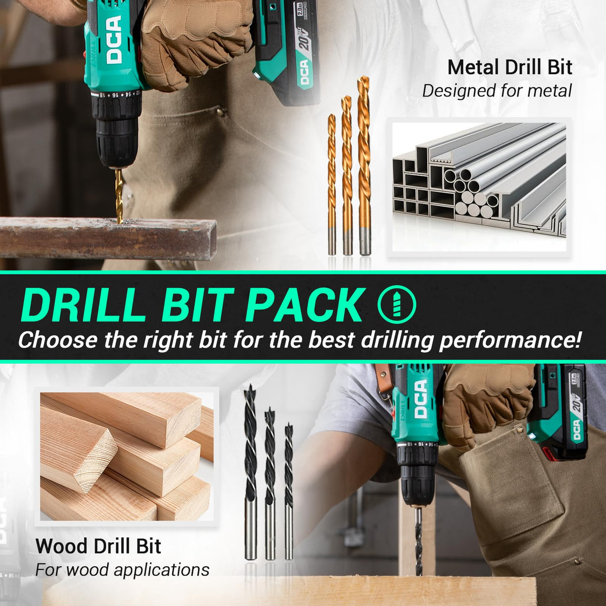 DCA drill 18+1 clutch allows precise torque control.