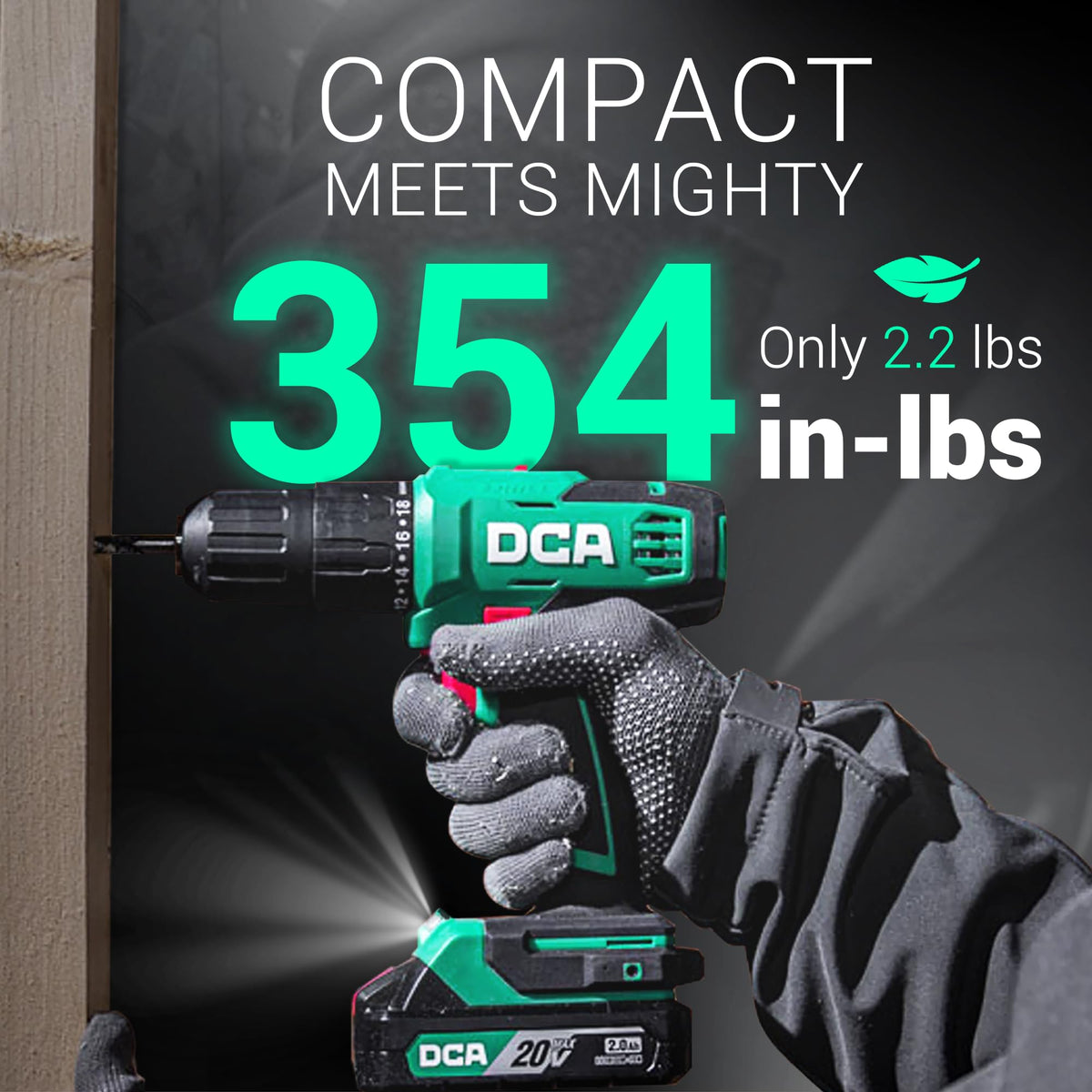 DCA hammer drill with 22,500 IPM for fast masonry drilling.