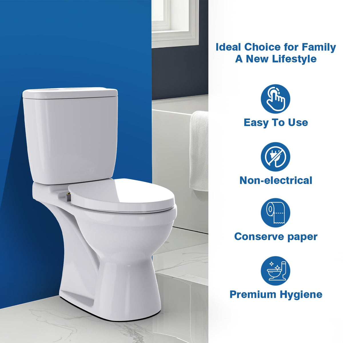 DCET bidet seat elongated fit for standard toilets