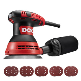 DCK Random Orbital Sander with 6-speed dial for versatile sanding in wood projects