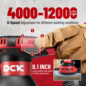 Ergonomic rubber-grip on DCK palm sander reducing fatigue during long use