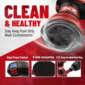 Hook-and-loop paper changes on DCK sander for quick sanding sheet swaps