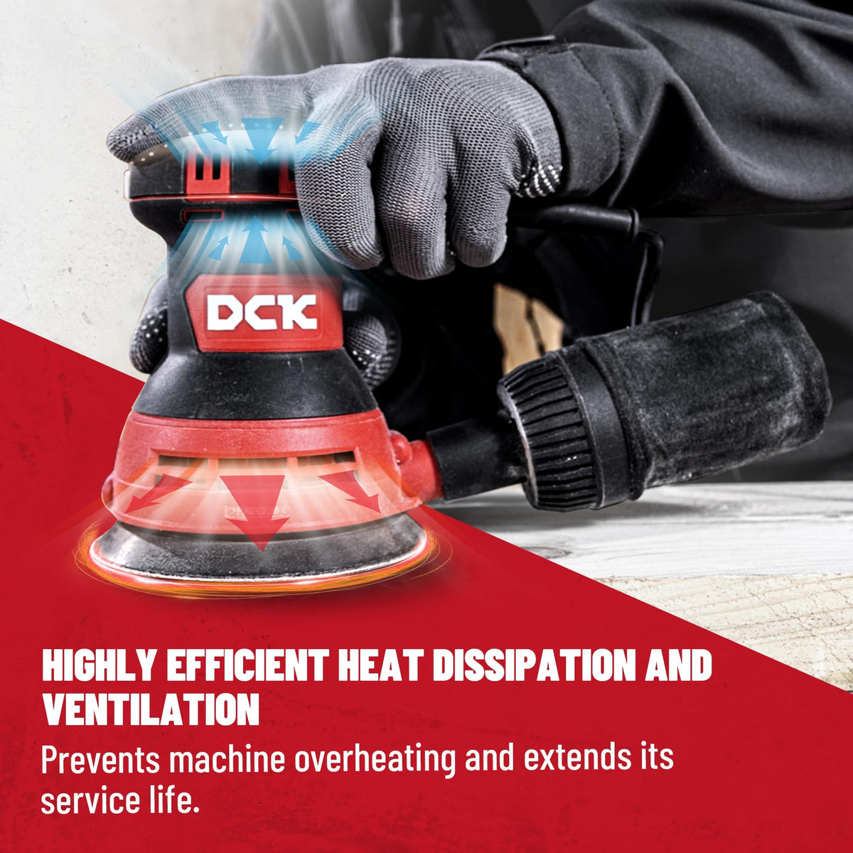 DCK sander used for wood finishing on furniture and cabinets