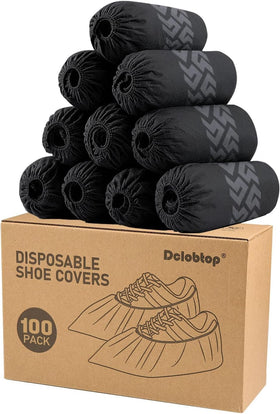 DclobTop black recyclable shoe covers in packaging protecting floors