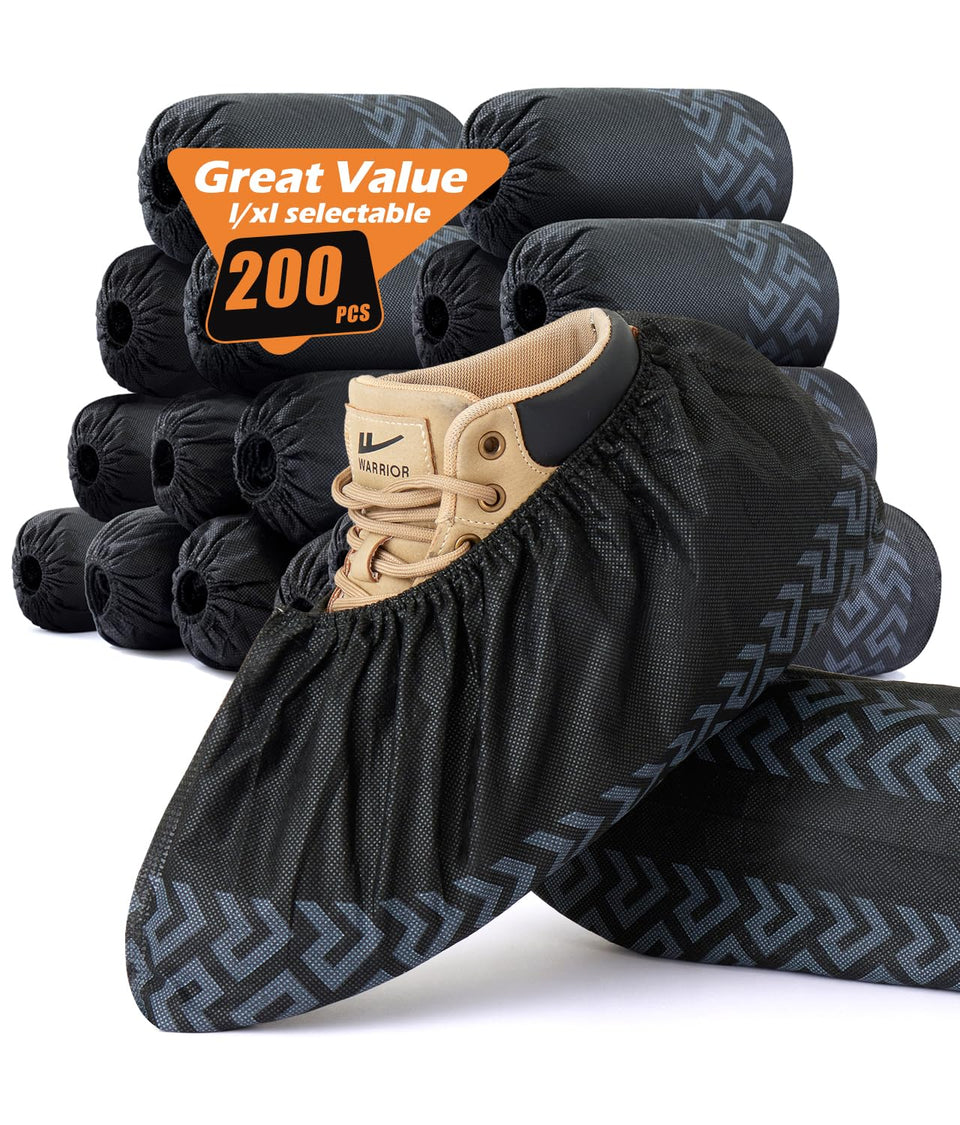 DclobTop black shoe covers 200-pack protect floors and footwear during visits, cleaning, and painting.