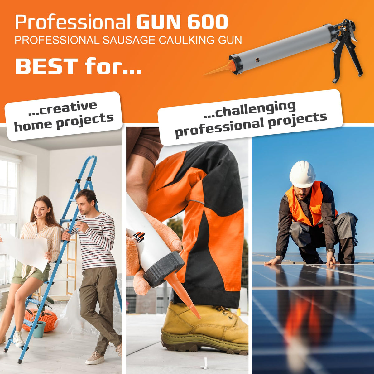 DCP Professional Gun 600 ergonomic metal handle improves grip for precise control