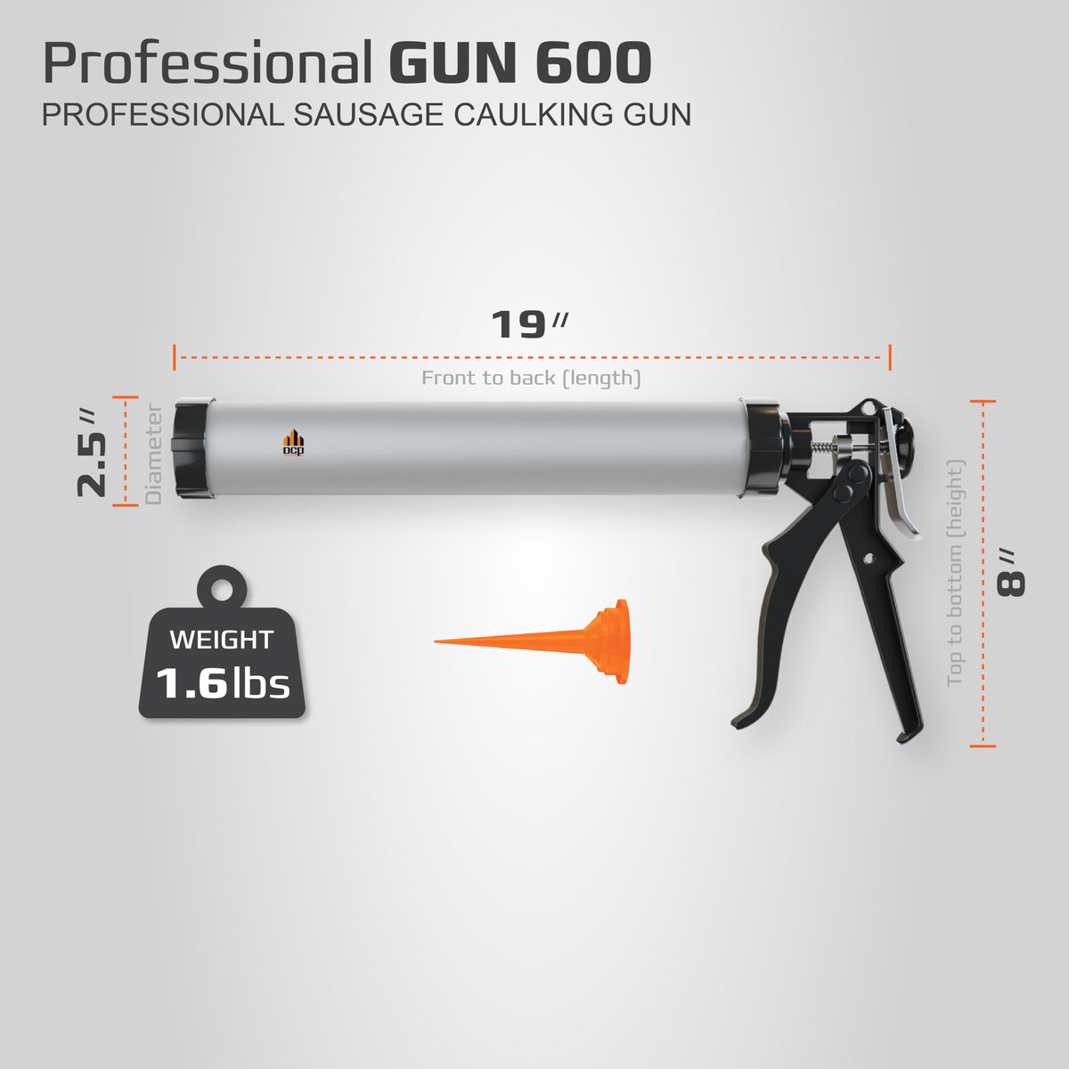 DCP Professional Gun 600 lightweight aluminium body reduces fatigue during long projects