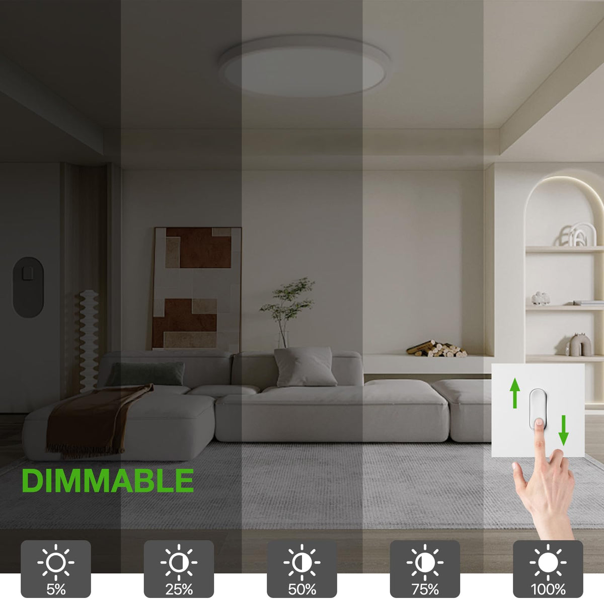 Dcvoltfield 12-Inch flush mount ceiling light 4000K neutral light