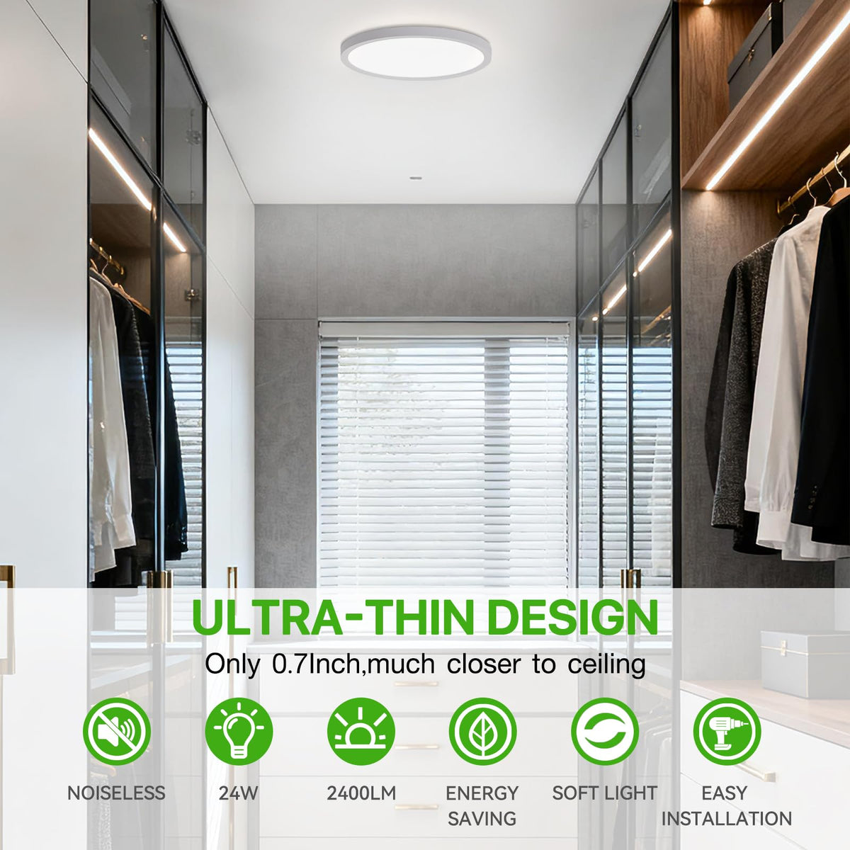 Dcvoltfield dimmable ceiling light with smooth brightness control