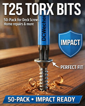 DCWecher 2-in-4 hex shank fits most impact drivers for versatile use.