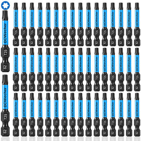 DCWecher 50-pack T25 Torx bits for impact drivers, ready for automotive and DIY projects.
