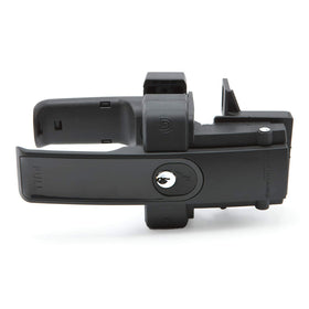 D&amp;D Technologies LokkLatch magnetic gate latch on a square post for secure dual-sided operation.