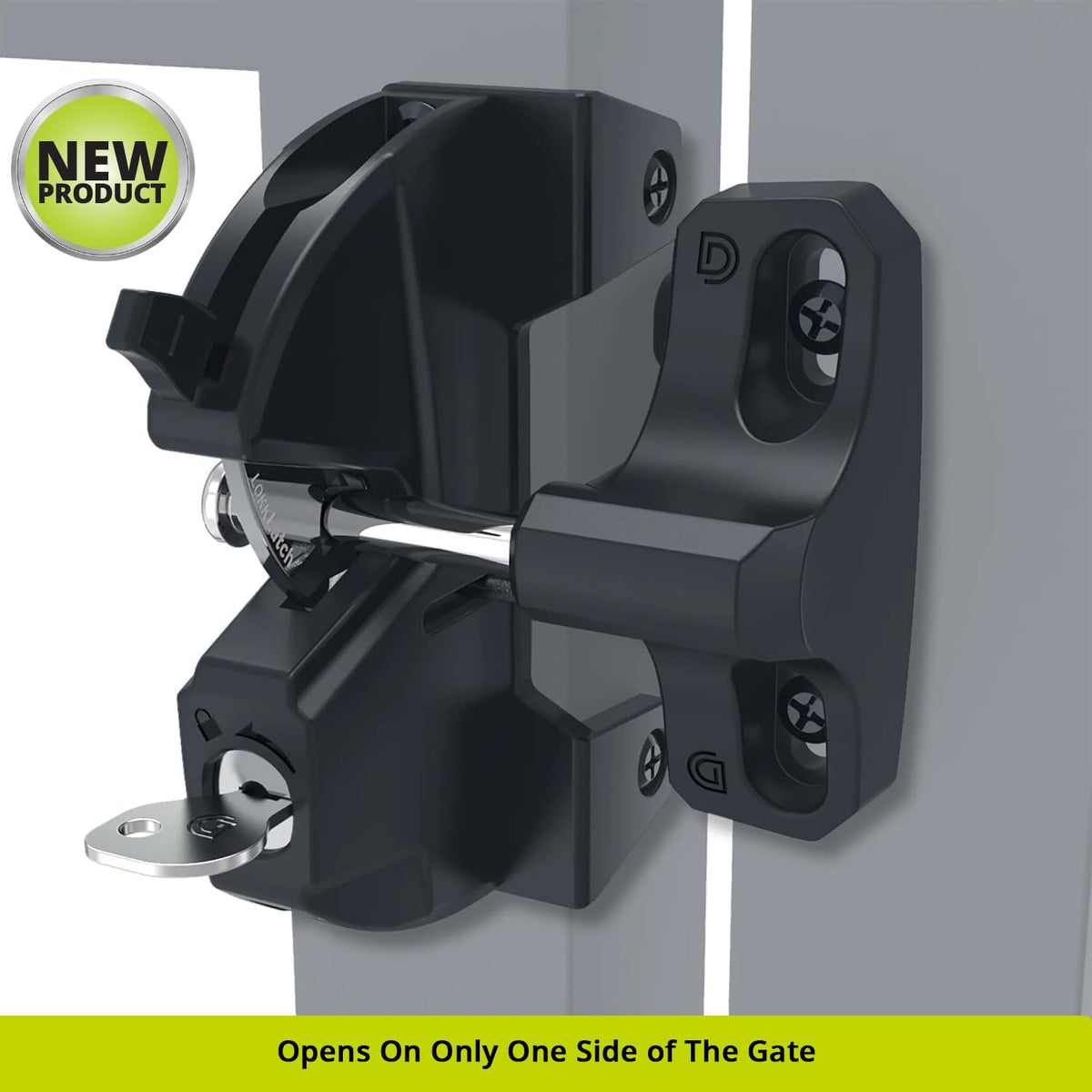 D&D LokkLatch mounted on square frame posts for versatile gate security