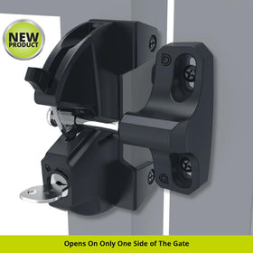 D&D LokkLatch mounted on square frame posts for versatile gate security