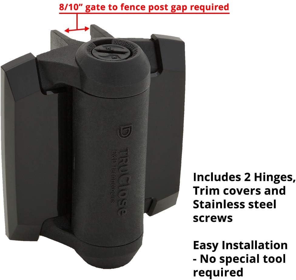 D and D Technologies TCA1L2S3BTS black finish hinge on metal gate frame