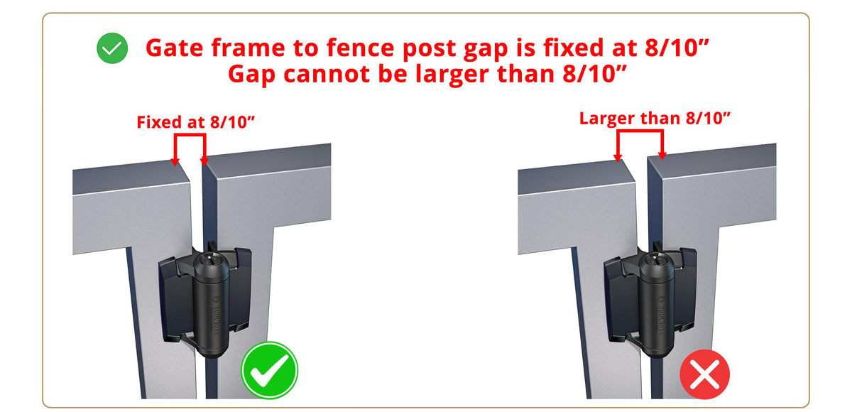 D and D Technologies TCA1L2S3BTS black hinge on metal gate post visual