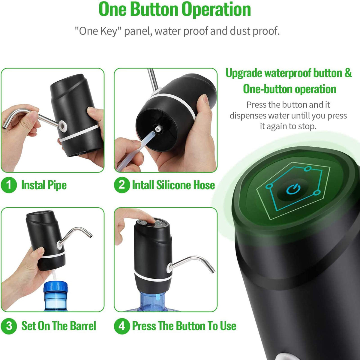 D DATADAGO water pump hoses connected for fast bottle transfers