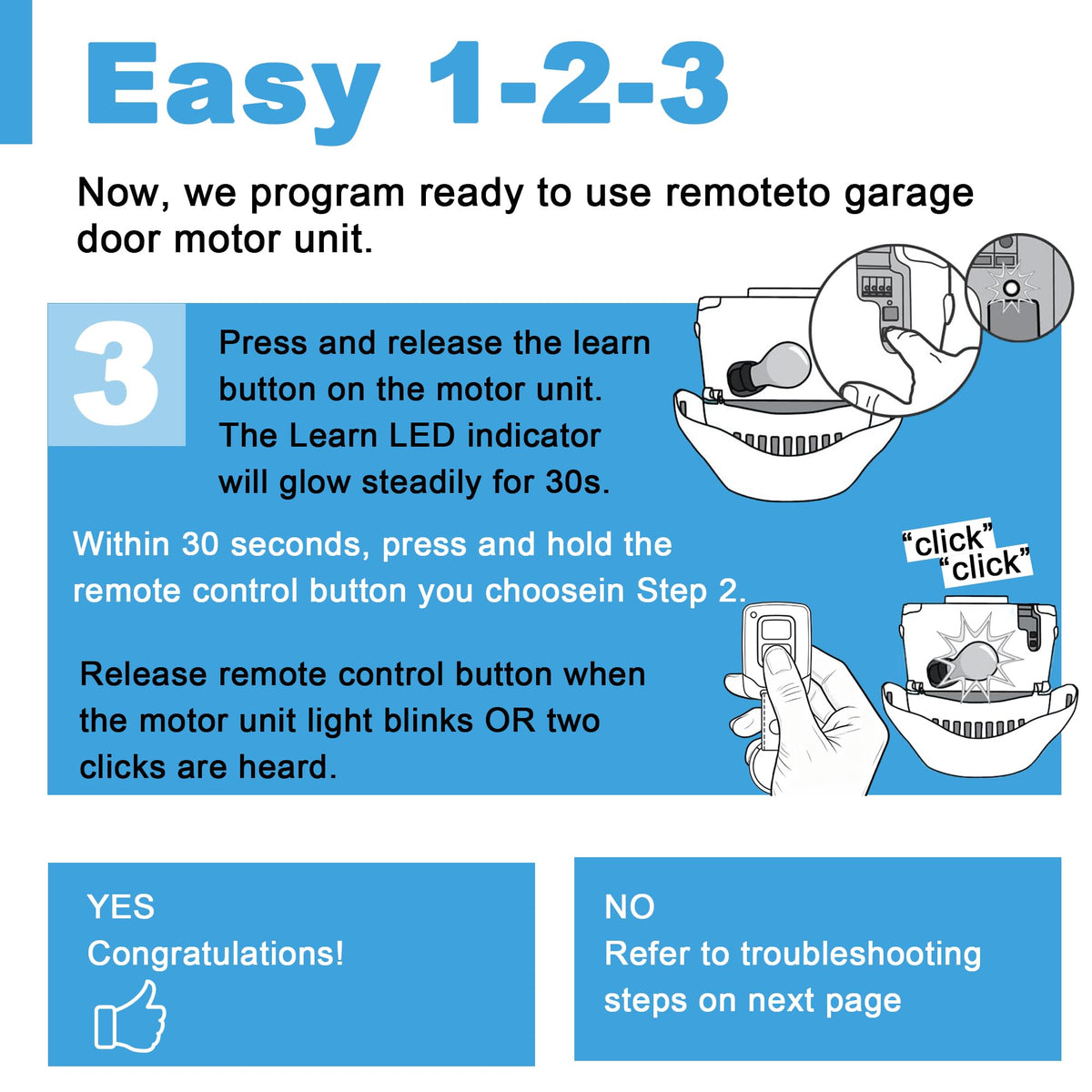 DDcafor 893LM compatible remote back view with color-coded learn button details.