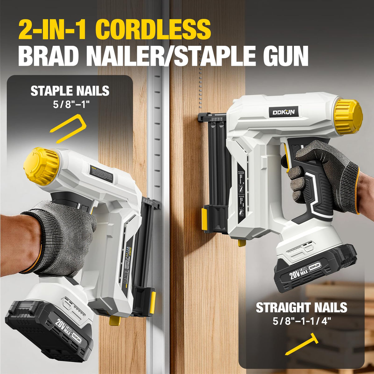 DDKUN 2-in-1 nailer and stapler used for upholstery framing.