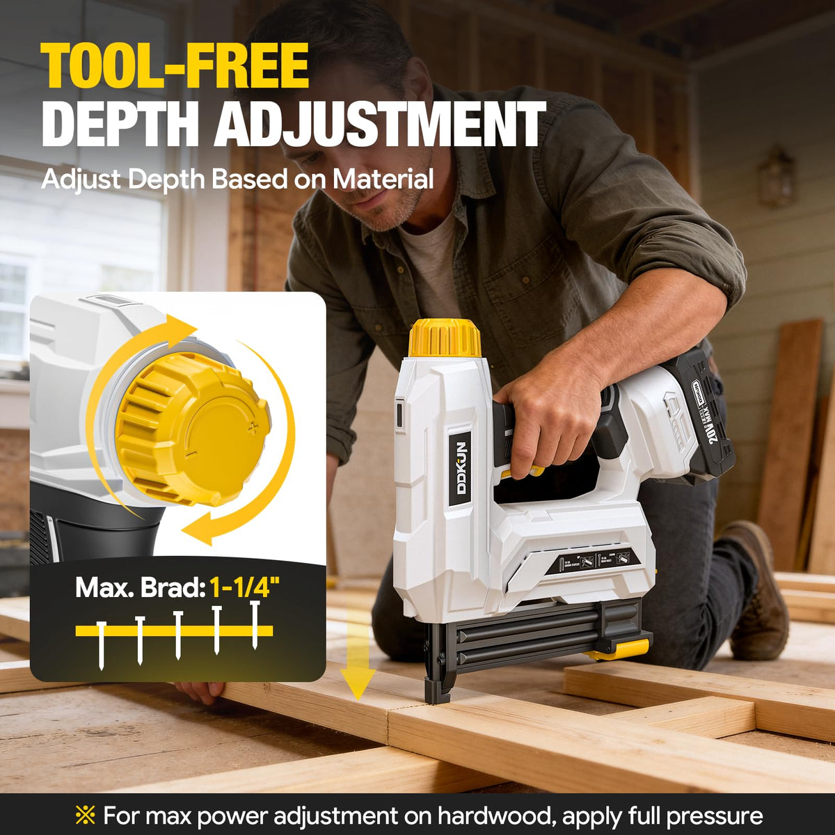 DDKUN depth adjustment knob shown for precise drive control.