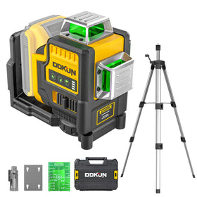 DDKUN laser level with tripod setup for precise wall alignment.
