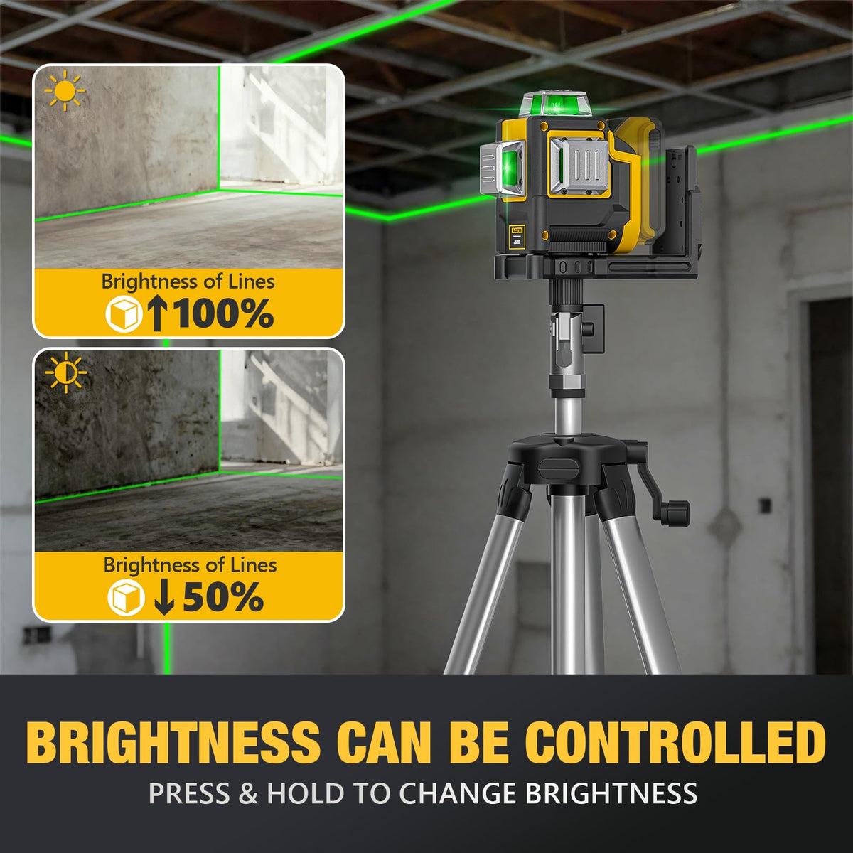 DDKUN laser level precision 2 mm at 10 meters for accuracy.