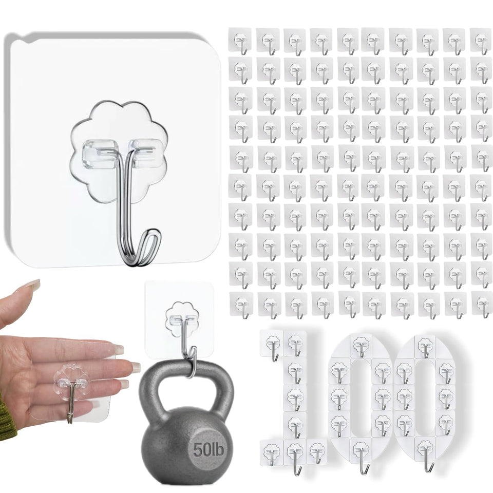 DDMY 100-pack sticky wall hooks for clutter-free organization anywhere