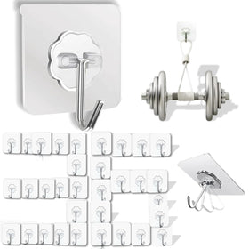 DDMY 36-pack heavy-duty hooks with discreet self-adhesive design for versatile hanging.