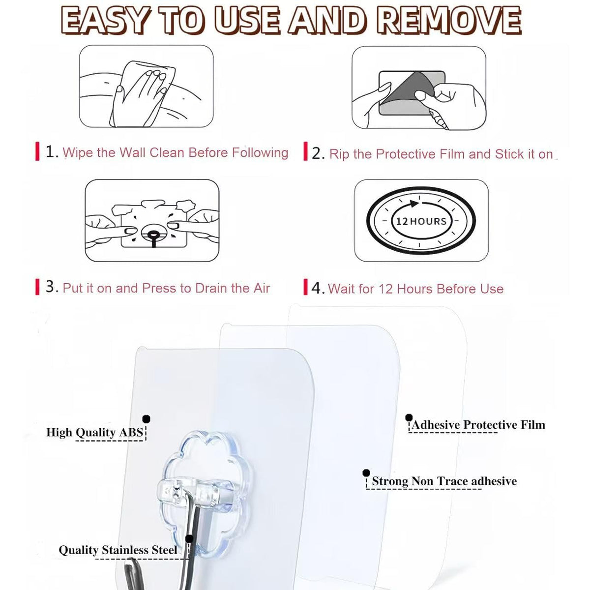 DDMY easy-install hooks simplify sticking without tools